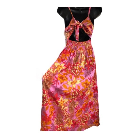 Jessica Simpson pink padded open tie back shaped waist halter maxi dress size XS - Picture 14 of 16